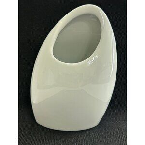 Vintage MCM Mod White Nambe Porcelain Vase 7"Abstract Minimalist Decor Glossy